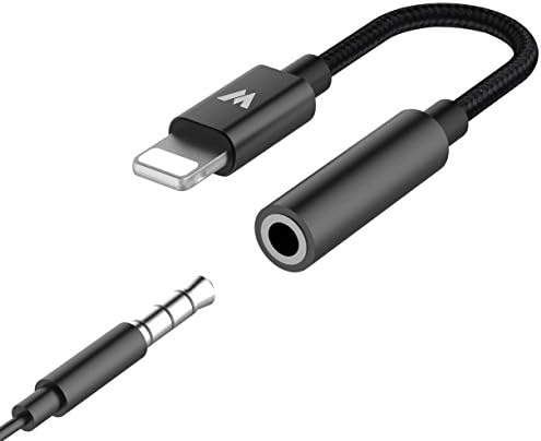 Headphone Adapter for iPhone 8/8 Plus,Wofalodata Lightning to 3.5mm Female Audio Earphone Connector Headphones Splitter for iPhone X,iPhone 7/7 Plus Compatible for iOS 10.3 or Later-Black