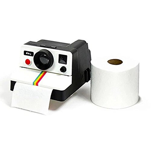 Ducomi® - Polaroll - Distributeur pour rouleaux de papier toilette style vintage en forme d'appareil photo Polaroid des années 80 : donnez un look rétro à votre salle de bain (14 x 17 x 10 cm)