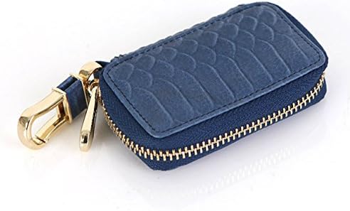 Sugar Berry Leather Car Smart Key Holder Case Ring Small Purse Keychain Wallet (Navy)
