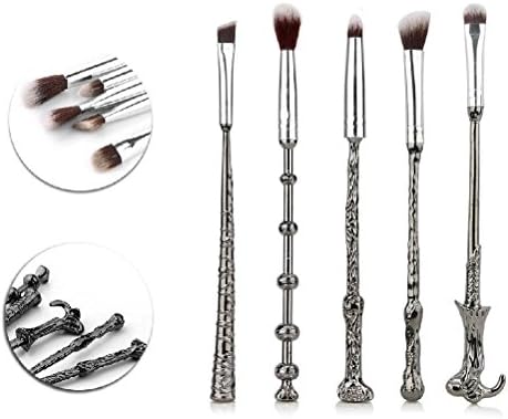 5Pcs Makeup Imitation Game Magic Wand Makeup Brushes Cosmetic Brush Kit (Silver Wand)