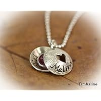 Mini Medaillon, Silberkette, Geburtstein