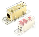  Verteiler Verteilerblock für Kabel 1 x 20 qmm auf 4 x 10 qmm - vergoldet