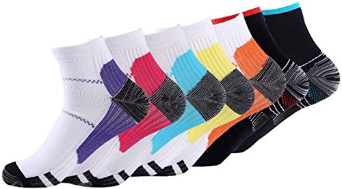 7 pares de calcetines de compresión para mujeres y hombres, fascitis plantar, soporte de arco de bajo corte, para correr, gimnasio, compresión de pies calcetines