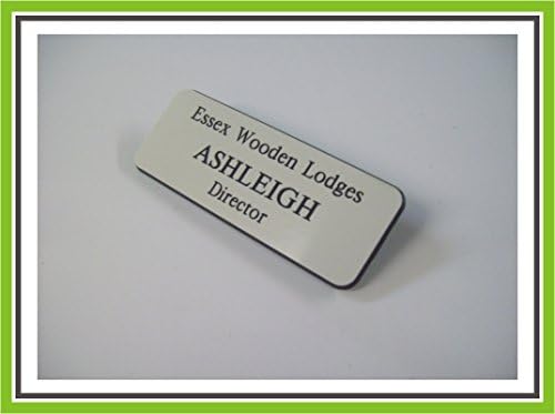ENGRAVING WORLD White/Black Round Corner Engraved Office Staff Name Badge Magnetic Fixing
