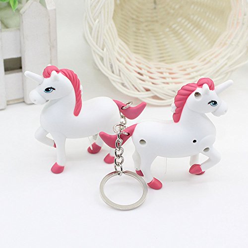 Kicode 1 pc Incandescenza luminosa del LED Unicorno bianco Appeso a cavallo pony Portachiavi ciondolo Decorazione portachiavi