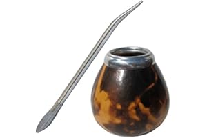 GAUCHO BRUNO Tazza Mate di Zucca Scura con Fiamma e Set Bombilla