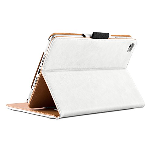 iPad Mini Hülle – JAMMYLIZARD Ledertasche Smart Cover mit Standfunktion für iPad Mini 4. 3. 2. & 1. Generation, WEIß & HONIG - 3
