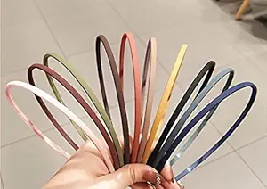 ANNA CREATIONS Fashion Plastic Elastic Hair Bands Wavy Hair Comb Black Brown Headband Teeth Comb Shine Hairband Hoop Matte Hairbands Hair Accessory For Girls , Women Lady (Set Of 12) (STYLE)