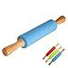 Produktbild Happy Pastry Chef Teigroller 39 cm Gesamtlänge Antihaft in bunte, robuste Verpackung - Nudelholz Silikon Antihaft Teigrolle Nudelrolle (Blau)