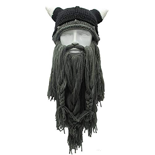 Yvonnelee Womens Mens Wild Wig Beard cap Funny Knit Beanie con Barba Staccabile per Lo Sci di Carnevale Halloween Cosplay Party