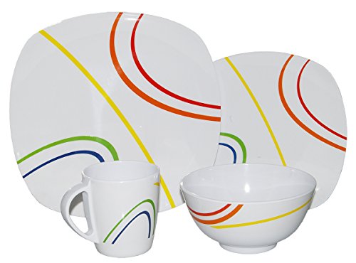 NEU Campinggeschirr Melamin Geschirr 16-teilig für 4 Personen (Design / Farbe wählbar) Picknickgeschirr - 2