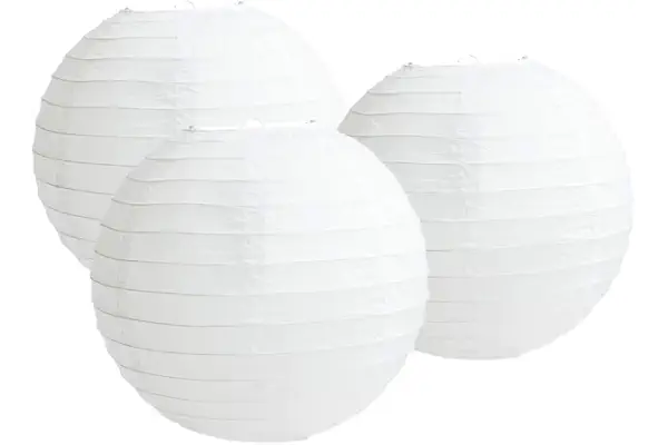 Paquete de 3 faroles redondos de papel para decoración de bodas y fiestas de cumpleaños (blanco, 50 cm)