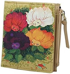 Moonwind Women Cute Doodle PU Leather Short Purse Bifold Wallet Organizer Billfold Coin Wallet for Girls (Flowers)