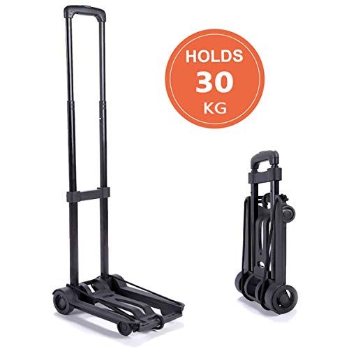 TZLong Carrello Pieghevole Caricamento per 30kg Carrello Portapacchi Leggero Resistente Carrello Piattaforma a Mano Portatile per Bagagli, Personale, Viaggi, Spostamenti e Uso Ufficio
