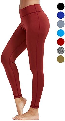 dh Garment Women's Slimming Leggings Ultra Soft High Waist Yoga Pants with Waistband Pocket - (Red, X-Large)