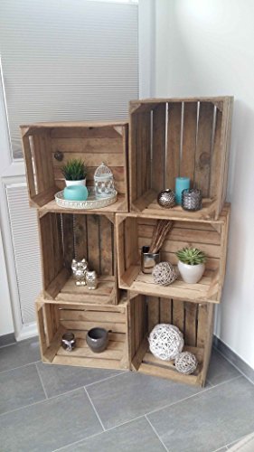 3er Set Vintage Weinkiste, Holzkiste – alte Obstkiste – Used Look - 6