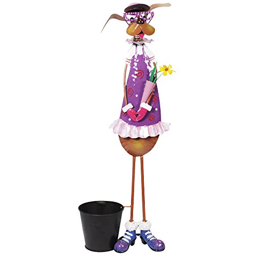 COM-FOUR® Dekofigur „Hundedame mit Blumen“, Gartenfigur aus bunt lackiertem Metall im Hunde-Design, ca. 63×21,6x12cm - 5