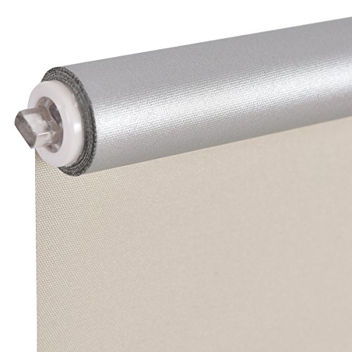 Costway Verdunkelungsrollo Fensterrollo Klemmrollo Thermorollo Seitenzugrollo Klemmfix-Rollo ohne Bohren 90x150cm Farbwahl lichtundurchlässig (Beige) - 5