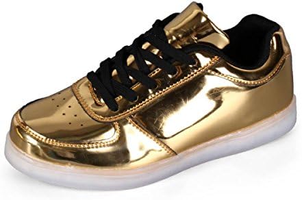 JSHOE Couple LED Glowing Shoes USB Charging Luminous Shoes Men And Women Street Bright Dance Shoes,Gold-43