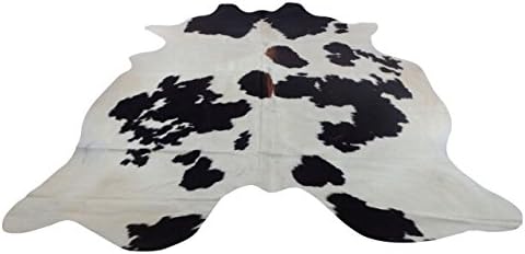 Narbonne Leather Co Natural Cowhide Rug - Tricolour Black Cream and Brown - 198 cm x 187 cm Luxury Designer Hide