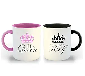 DecorVecor - King Queen Set of 2 Couple Coffee Mug - Gift for Husband, Wife, Anniversary, Birthday | Valentine (Couple 3)