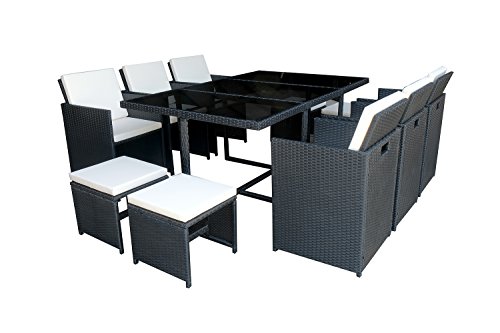 MCombo Polyrattan Gartenmöbel Essgruppe Sitzgarnitur Sitzgruppe Gartenset 6+4+1 - 3