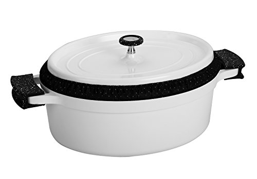 ROSSETTO Cocotte Ovale Blanc 38cm, Fonte d'Aluminium, Revêtement Aspect Pierre, Tous Feux