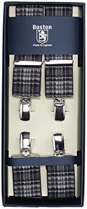 ALBERT THURSTON Bretelle Clips quadri Grigio MOD. AT11-QUADRO UNI