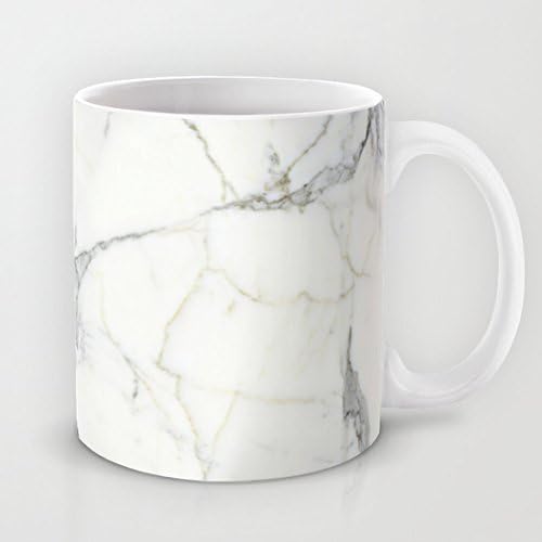QoiueoF Italian Marble White Mugs - 11 ounces