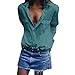 Produktbild Yvelands Damen Bluse Lässige Feste Lange Ärmel Umlegekragen Taschen Button Front Shirt Tops(Blau,XL)