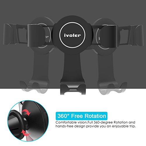 Supporto Auto Smartphone GravitÃ  360 Gradi in Alluminio iVoler Universale Supporto per Auto Porta Cellulare Auto del Ventilatore per Telefoni iPhone X / 8 / 8 Plus / 7 / 7 Plus / 6(s) / 6(s) Plus / SE / 5s / 5, Samsung Galaxy S9 / S9+ / S8 / S8+ / S7 / S7 Edge / S6 / S5 / J5 / A5, Asus Zenfone 3 / 4, Huawei, LG e GPS Dispositivi di Larghezza 6,5cm - 9,2cm (Nero)