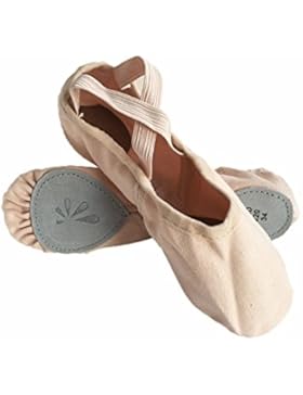 DANCE YOU 1104-5 Balletschläppchen elastische aus Canvas Ballettschuhe Gymnastikschläppchen mit weiche geteilte...