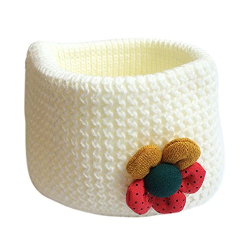 Koly Kids Scarf Winter O-ring Knitted Woolen Baby Girls Neckerchief Warmer (White)