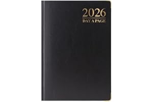 1ABOVE 2026 Premium Quality A6 Day to Page Diary | Hardback Gilt Edges Metal Corners | 60gsm-Paper - for Home and Office Use (BLACK)
