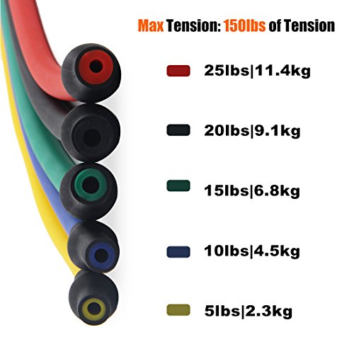 PROCIRCLE Widerstandsbänder Set – Schwere Resistance Tension Übungsband Tube Set- Mit Anti-Snap Latex Tube, Foam Griff, Tür Anker, Knöchelriemen und Freie Tragetasche – Perfekt für jede Home Fitness Training - 2