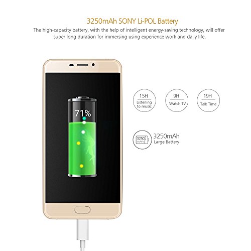 Ulefone Gemini 4G Phablet Android 6.0 5.5 Pollici MTK6737T 1.5GHz Quad-Core 3GB RAM 32GB ROM Scanner a dito (Oro)