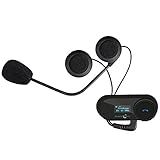 【Eficiente & Comunicaciones Convenientes & Seguro】Intercomunicador Bluetooth para 2-3 pasajeros,Soporte hasta 120 km/h (75 mph) y la distancia más lejana 800-1000 m (2625-3280 pies),Emparejamiento de 3 jinetes y 2 jinetes de intercomunicación al mismo tiempo,Duplex completo,Reciba una llamada de teléfono celular automáticamente.Tecnología de multitarea de audio,poderosa función de manos libres,para que pueda disfrutar fácilmente de la música o responder/rechazar llamadas,concéntrese en su cond