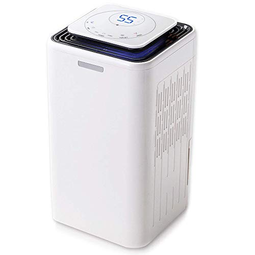 LUKO 12L deshumidificador con control de humedad y temporizador, portátil, silencioso y electrico, 2L tanque con desagüe, secado ropa y purificar el aire para hogar, habitación, baño, armario y garaje