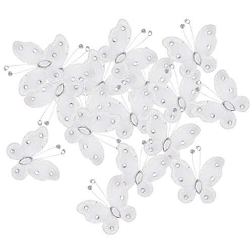 Phenovo Drahtgebundenen Netz Strumpf Glanz Schmetterlinge 5×4.5 cm 50 St. Weiß - 6
