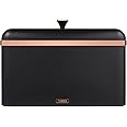 Tower T826130BLK Cavaletto Bread Bin with Removable Lid, Large Capacity, Durable Steel Body, Black and Rose Gold