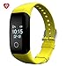 Price comparison product image IP67 Waterpoof Heart Rate Monitor Bluetooth Activity Tracker with BMI Management,Tracking Steps,Distance,Calories Burned,Fat Burned Functions, Sleep Monitor for Android IOS(Yellow)