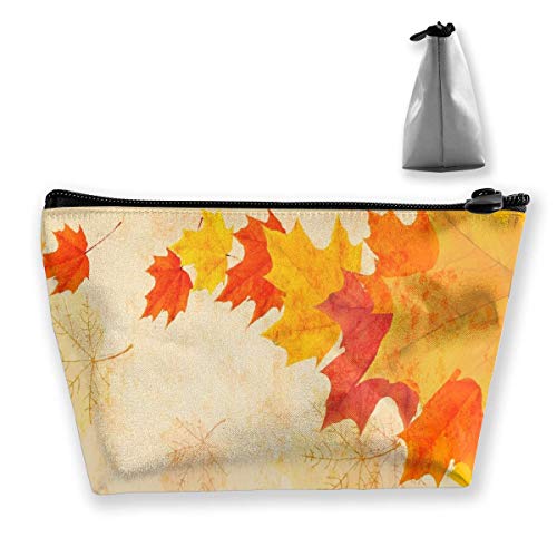 Makeup Bag Cosmetic Leaf Yellow Leaves Portable Cosmetic Bag Mobile Trapezoidal Storage Bag Travel Bags with Zipper