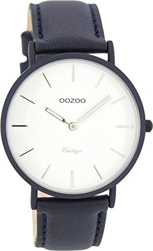 Oozoo Vintage Ultra Slim Leder 40 MM Weiss/Dunkelblau C7741 Oozoo Vintage Ultra Slim Leder 40 MM Weiss/Dunkelblau C7741