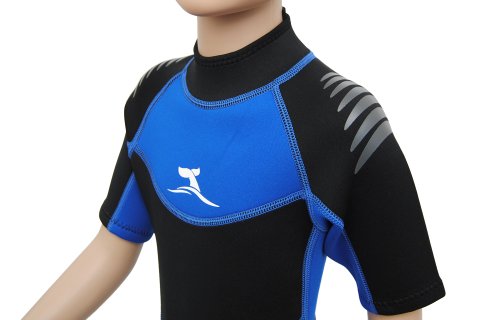 Kinder Neopren Shorty Größe 104 bis 164 Neoprenanzug in Schwarz Blau - 2