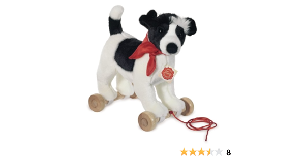 stuffed dog on wheels