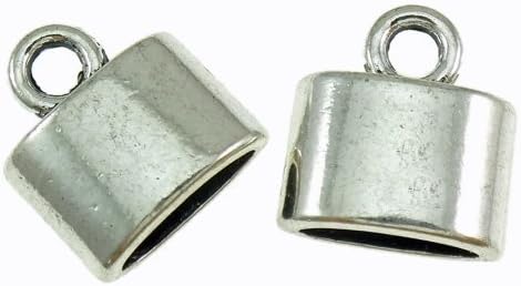 Bacabella 20280 Flat End Caps 10 x 11.5 mm for 3 x 7.5 mm Cord Silver 10 Pieces