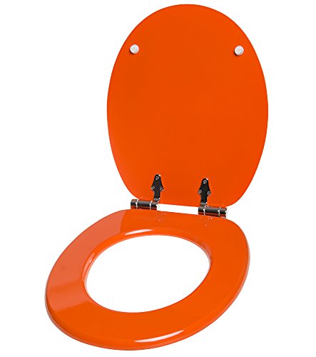 WC Sitz mit Absenkautomatik, viele einfarbige WC Sitze zur Auswahl, hochwertige und stabile Qualität aus Holz (Orange) - 4