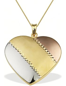 Goldmaid Damen-Halskette 9 Karat 375 Gelbgold Herz Tricolor 45 cm Herzanhänger