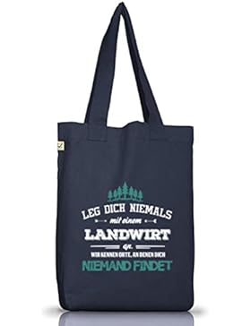 Geschenkidee Geschenk Stoffbeutel Earth Positive mit Landwirt - wir kennen Orte Motiv