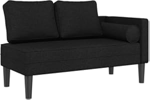 VIDAXL Chaise longue avec coussins noir tissu